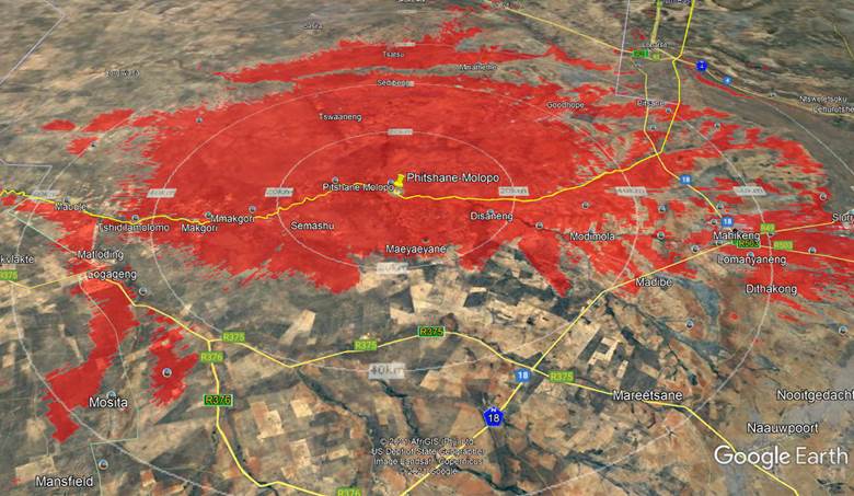 Antenna Radiation Plot For Phitshane-Molopo Botswana North