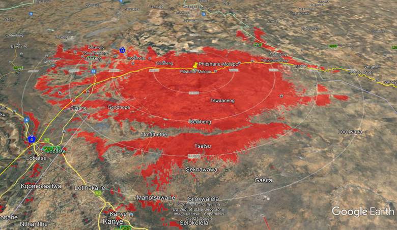 Antenna Radiation Plot For Phitshane-Molopo Botswana South