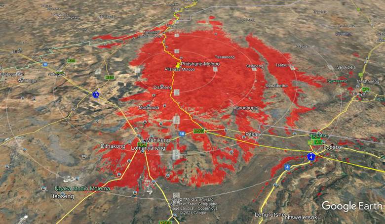 Antenna Radiation Plot For Phitshane-Molopo Botswana West