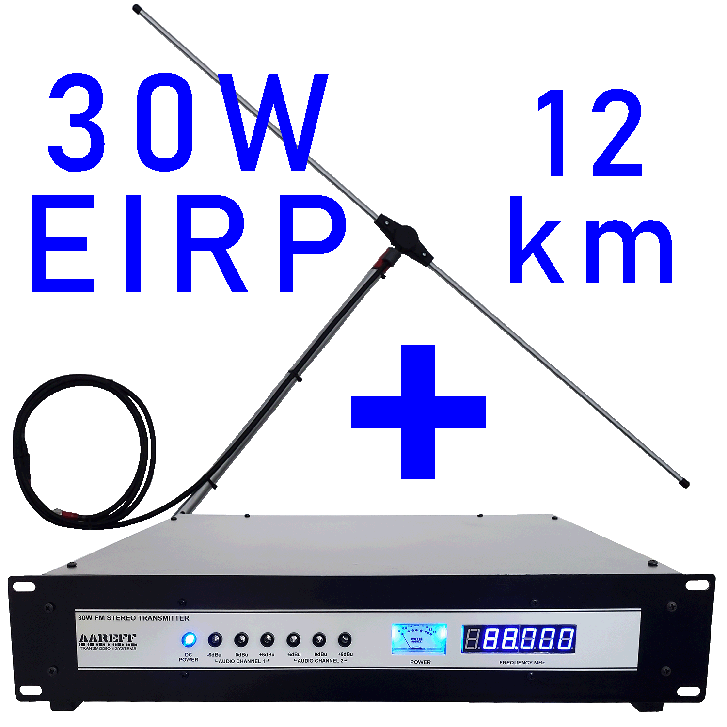 30W EIRP 19 inch professional equipment rack with FM transmitter and RF amplifier