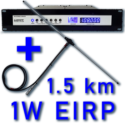 
Transmisor pequeño, liviano y muy económico de 1 watt con 12mt de cable y un dipolo básico. Esto produce exactamente 1W EIRP que es perfecto para LPFM en Nueva Zelanda bajo la Licencia de Radio de Usuario General (GURL). Esto permite el funcionamiento de hasta 1 vatio EIRP en frecuencias puntuales de 87,6~88,3 y 106,7~107,7. También se puede utilizar en otros países con licencias de transmisores similares.
