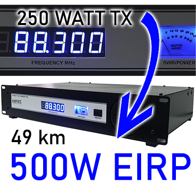 
500 vatios eirp sistema transmisor FM
