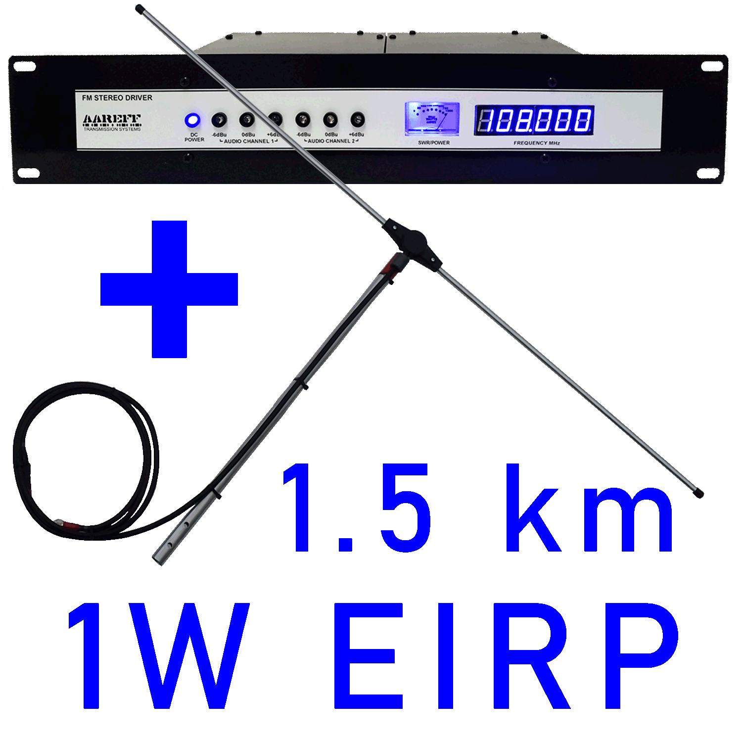 1W EIRP 19 inch professional equipment rack with FM transmitter and RF amplifier