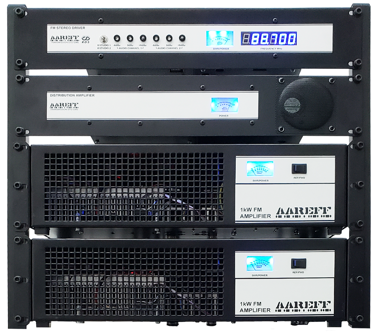 25000W EIRP 19 inch professional equipment rack with FM transmitter and RF amplifier