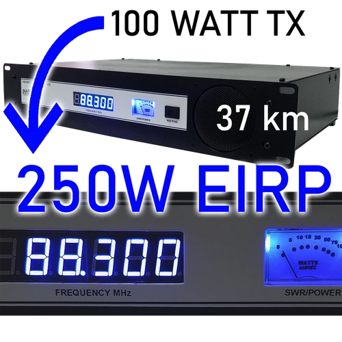 250W EIRP 19 inch professional equipment rack with FM transmitter and RF amplifier - Stock Code: 250w2a20