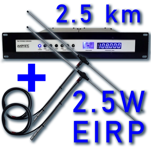 2W EIRP 19 inch professional equipment rack with FM transmitter and RF amplifier - Stock Code: 2w2a20