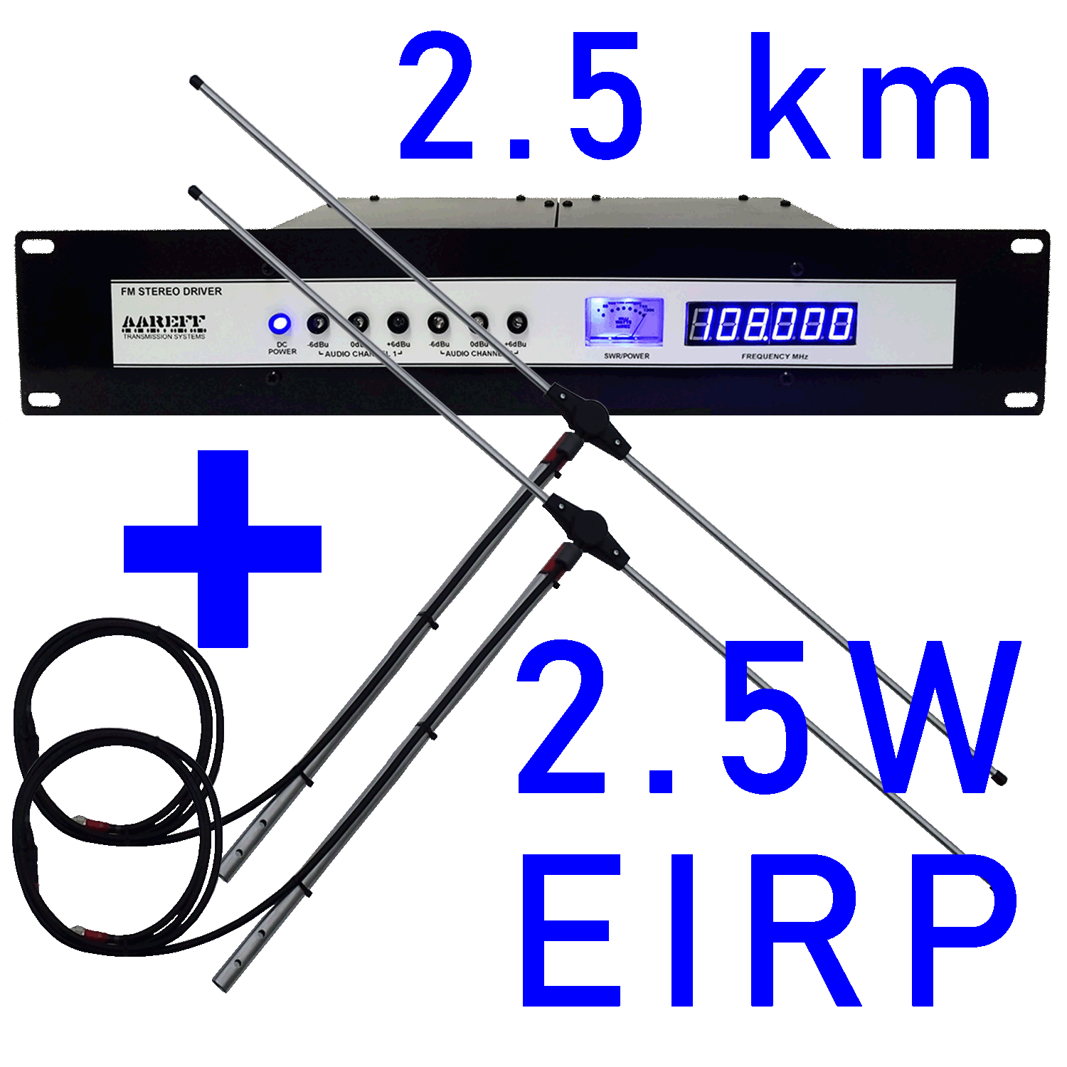 2W EIRP 19 inch professional equipment rack with FM transmitter and RF amplifier