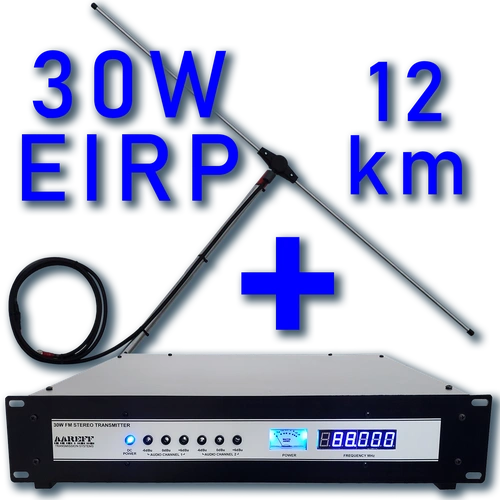 30W EIRP 19 inch professional equipment rack with FM transmitter and RF amplifier - Stock Code: 30w1a12